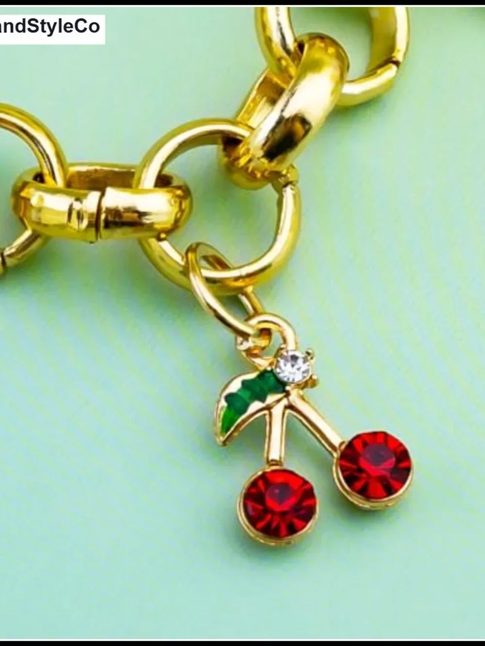 Cherry Purse Charm Stainless Steel Keychain Bag Charm Double Buckle